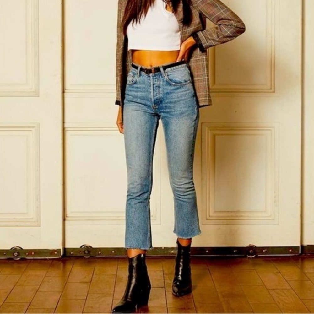 Free People x Boyish The Darcy Jeans High Rise Pop Crop Far Country EUC 27 #2534